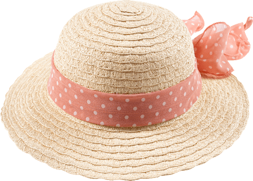 Strohhut mit Punkte-Muster, beige & rosa, Gr. 54/55, 1 St