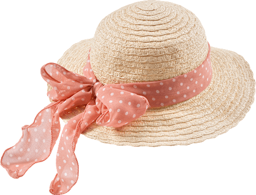 Strohhut mit Punkte-Muster, beige & rosa, Gr. 54/55, 1 St