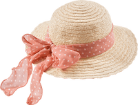 Strohhut mit Punkte-Muster, beige & rosa, Gr. 54/55, 1 St