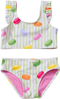 Tankini mit Macaron-Muster, grün & rosa, Gr. 122/128, 1 St