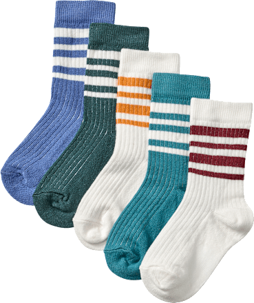 Tennissocken, weiß + blau, Gr. 31/33, 5 St