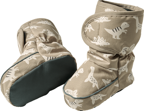 Thermoschuhe mit Dino-Muster, braun, 6-12 Monate