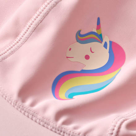 UV Bademütze mit Nackenschutz & Einhorn-Motiv, rosa, Gr. 52/53, 1 St