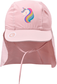 UV Bademütze mit Nackenschutz & Einhorn-Motiv, rosa, Gr. 52/53, 1 St