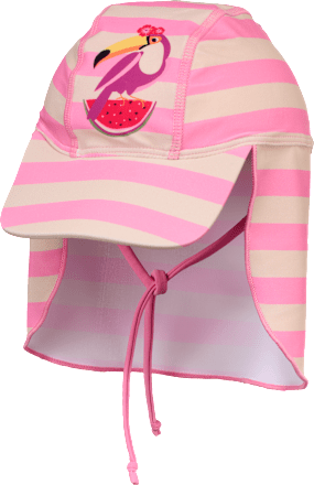 UV Bademütze mit Nackenschutz & Tukan-Motiv, rosa, Gr. 52/53, 1 St