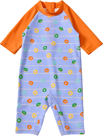 UV Badeoverall mit Donut-Muster, lila & orange, Gr. 98/104, 1 St