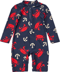 UV Badeoverall mit Krebs- & Anker-Muster, blau & rot, Gr. 98/104, 1 St PUSBLU