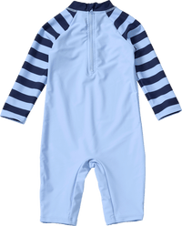 UV Badeoverall mit Streifen-Muster & Anker-Motiv, blau, Gr. 122/128, 1 St
