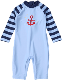 UV Badeoverall mit Streifen-Muster & Anker-Motiv, blau, Gr., 1 St