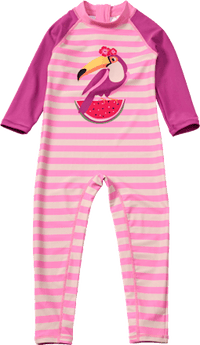 UV Badeoverall mit Tukan-Motiv, rosa, Gr. 86/92, 1 St