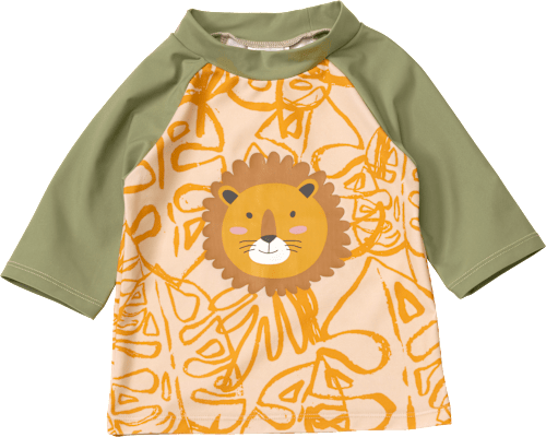 UV Shirt mit Blätter-Muster & Löwen-Applikation, grün & orange, Gr. 122/128, 1 St PUSBLU