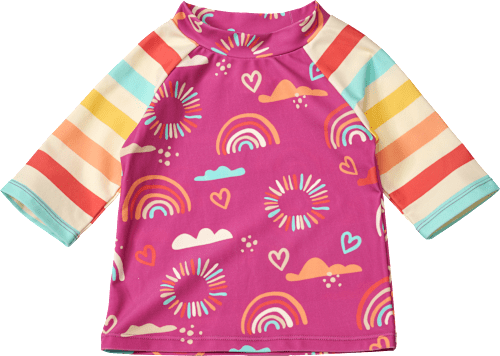 UV Shirt mit Regenbogen-Muster, lila + bunt, Gr. 110/116, 1 St PUSBLU