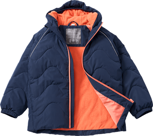 Winterjacke mit Raglanärmeln, blau & orange, Gr. 110/116, 1 St