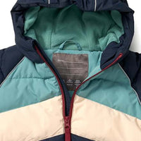 Winterjacke mit Streifenmuster, grün und blau, Gr. 98/104, 1 St