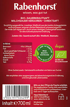 Direktsaft, Mildes Sauerkraut, 700 ml