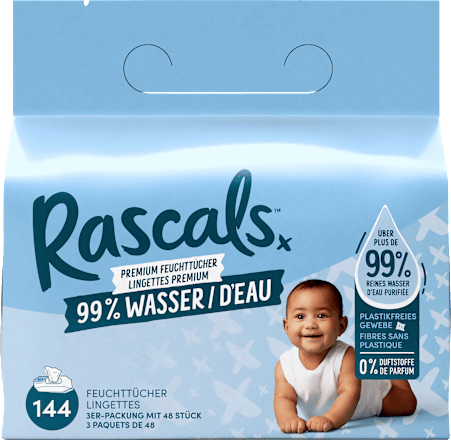 Rascals Feuchttücher Premium 99 % Wasser (3x48 St), 144 St