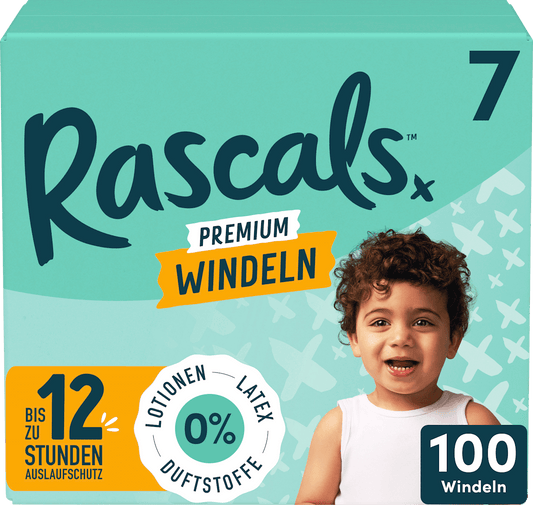 Couches Rascals Premium T7 (17+ kg), 100 unités