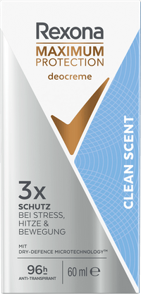 Rexona Antitranspirant Deocreme Maximum Protection Clean Scent, 60 ml