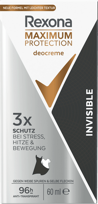 Rexona Antitranspirant Deocreme Maximum Protection Invisible, 60 ml