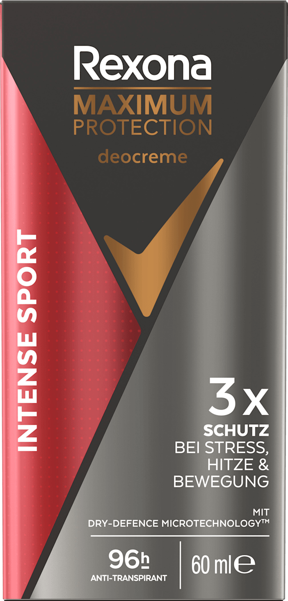 Rexona men Antitranspirant Deocreme Maximum Protection Intense Sport, 60 ml