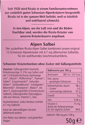 Bonbon, Alpen Salbei, zuckerfrei, in der Taschenbox, 50 g