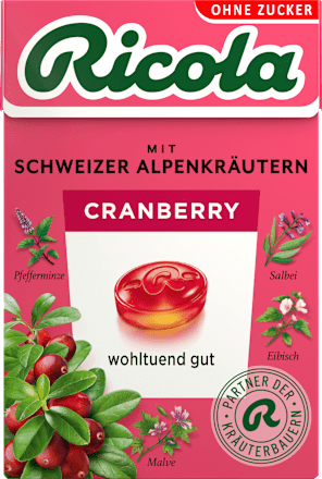 Cranberry snoep, suikervrij, in een pocketdoosje, 50 g