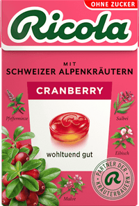 Cranberry snoep, suikervrij, in een pocketdoosje, 50 g