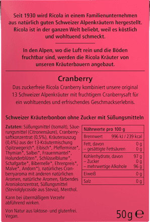 Cranberry snoep, suikervrij, in een pocketdoosje, 50 g