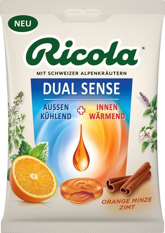Bonbon Ricola, Dual Sense Orange Menthe Cannelle, 68 g