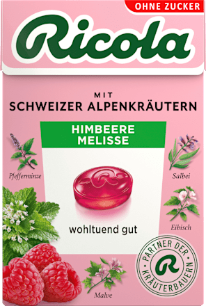 Bonbon, Himbeere Melisse, zuckerfrei, in der Taschenbox, 50 g