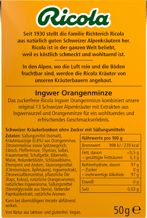 Bonbon, Ingwer & Orangenminze, zuckerfrei, in der Taschenbox, 50 g
