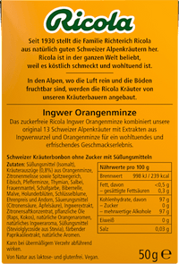 Bonbon, Ingwer & Orangenminze, zuckerfrei, in der Taschenbox, 50 g