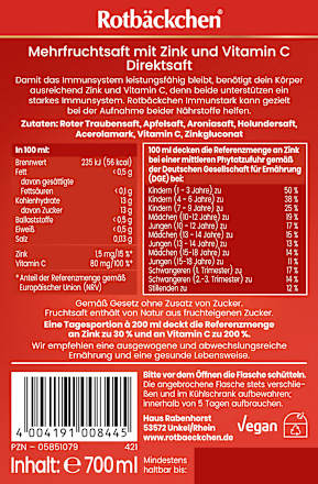 Saft Immunstark mit Zink und Vitamin C, 700 ml