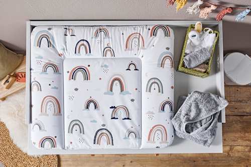 Verschoonmatje wit motief Boho Regenboog, 1 stuk
