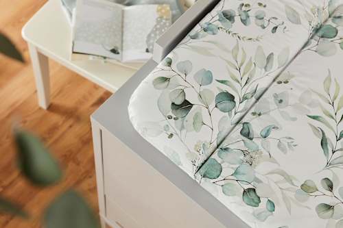 Verschoonmatje wit motief natuurlijke bladeren, 1 stuk