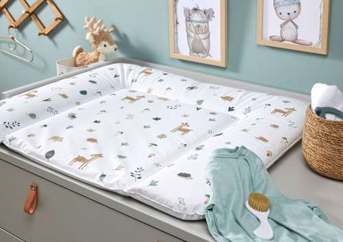 Verschoonmatje wit, bosdierenmotief, 1 stuk