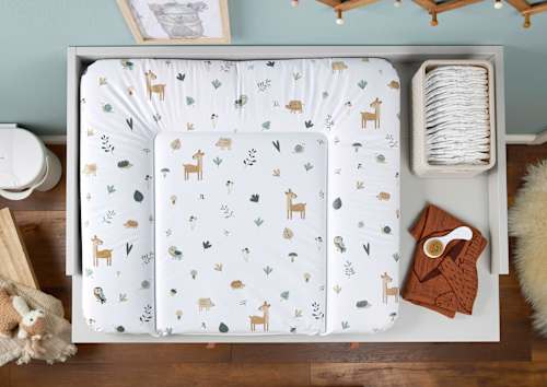 Verschoonmatje wit, bosdierenmotief, 1 stuk