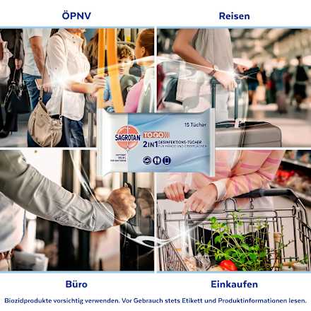 2-in-1 desinfectiedoekjes voor onderweg, 15 stuks
