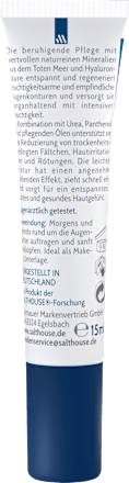Oogcrème met Dode Zeemineralen en hyaluronzuur, 15 ml