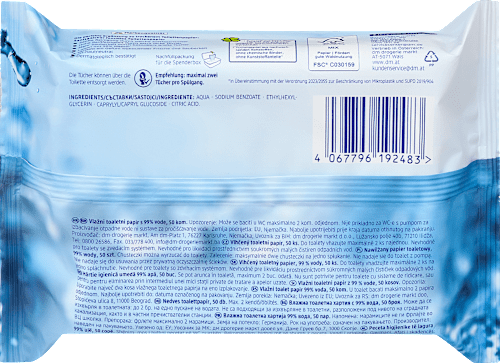 Vochtig toiletpapier 99% water, 50 stuks