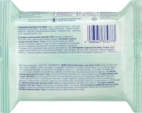 vochtig toiletpapier Aloë Vera Classic, 70 stuks