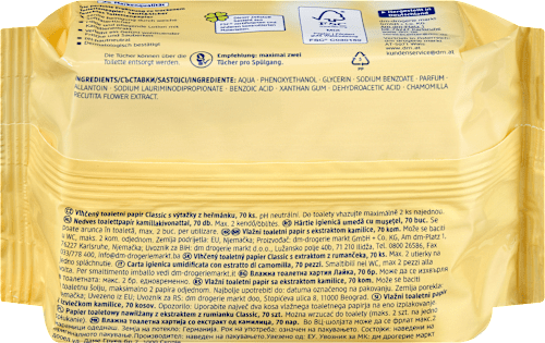 Feuchtes Toilettenpapier Classic Kamille (2x70 Stück), 140 St