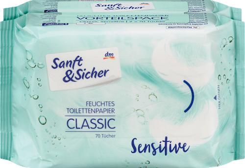Feuchtes Toilettenpapier Classic Sensitive (2x70 Stück), 140 St