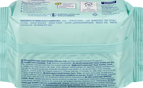 Feuchtes Toilettenpapier Classic Sensitive (2x70 Stück), 140 St