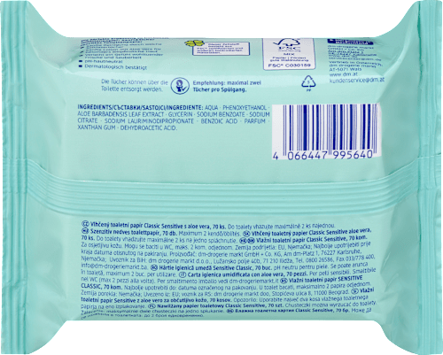 Feuchtes Toilettenpapier Classic Sensitive, 70 St