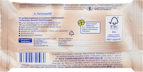 Feuchtes Toilettenpapier Deluxe Cashmere, Reisegröße, 10 St