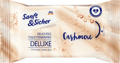 Vochtig Toiletpapier Deluxe Kasjmier, 10 stuks