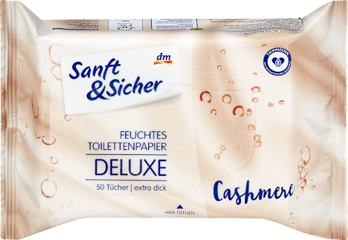 Vochtig Toiletpapier Deluxe Kasjmier, 50 stuks