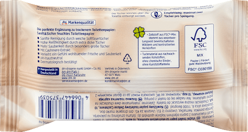 Vochtig Toiletpapier Deluxe Kasjmier, 10 stuks