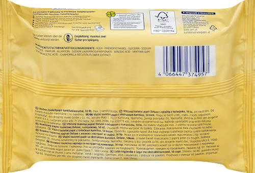 Vochtig Toiletpapier Deluxe Kamille, 50 stuks